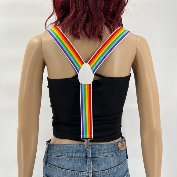 Unisex Rainbow Suspenders Adult One Size Pride Adjustable Clips - Picture 3 of 5